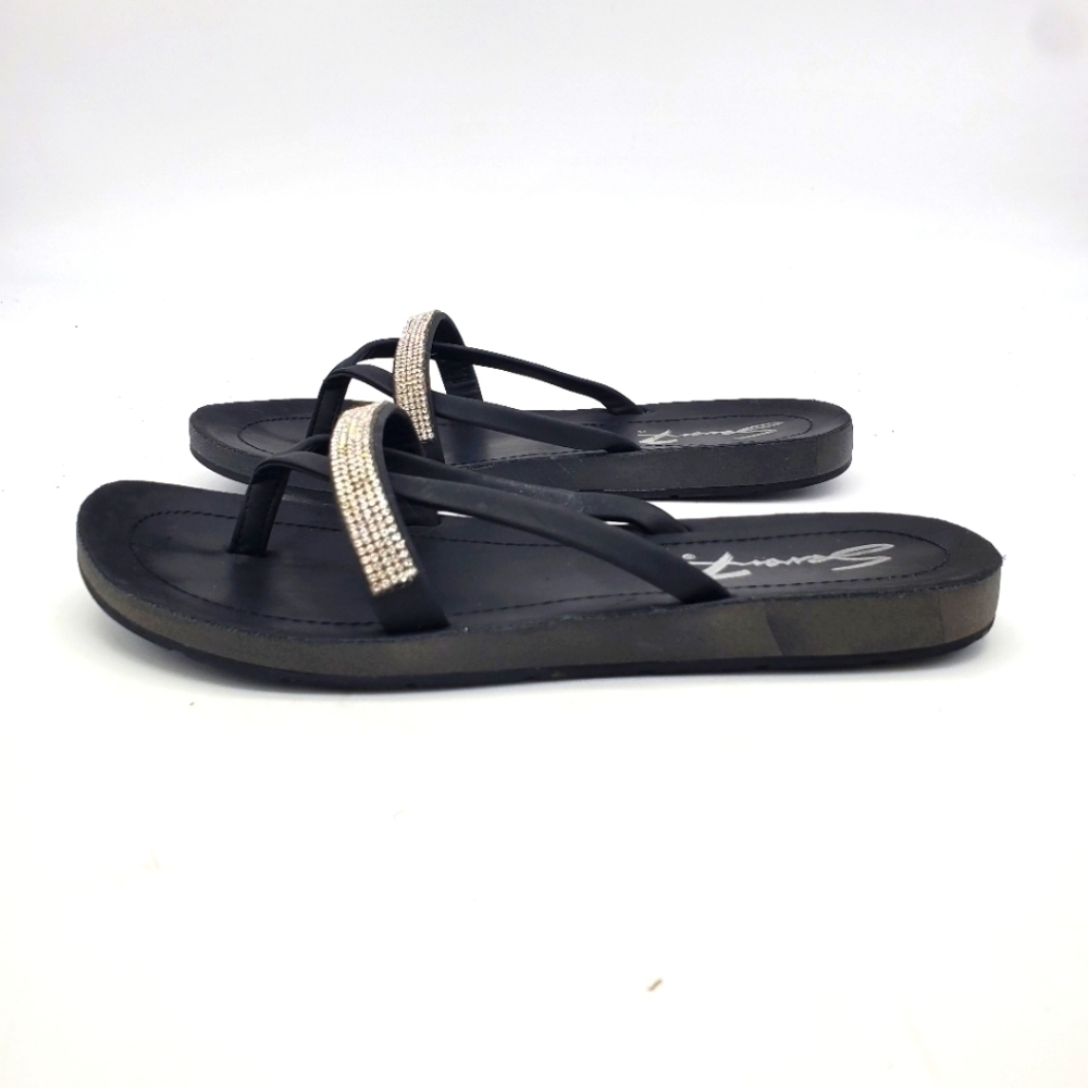 Seven7 Shoes Womens 9 Bondi Flats Thong Sandals Black
